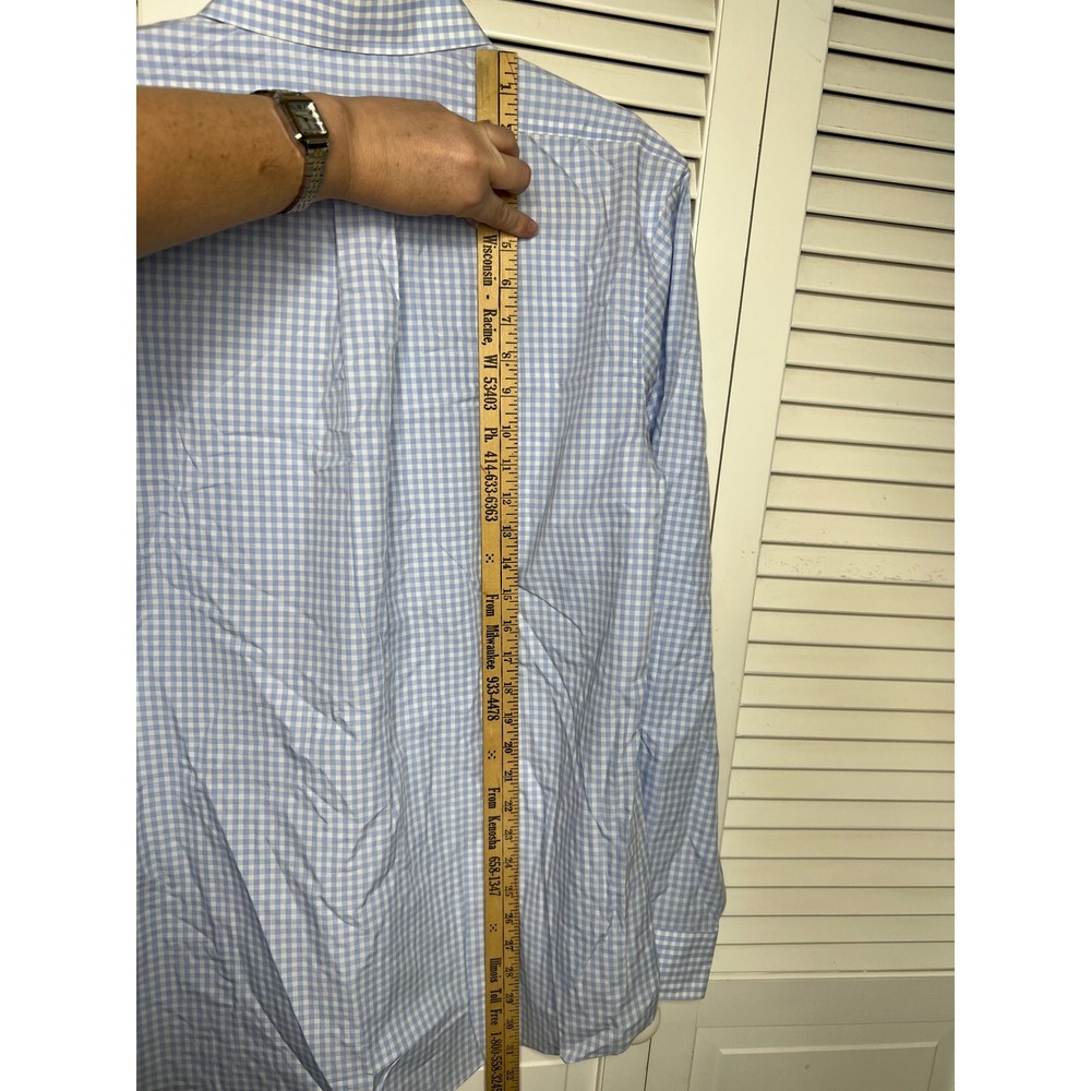 Brooks Brothers Regent 16-35 Blue Gingham Old Money Ivy Non-Iron Supima Shirt - Picture 5 of 6